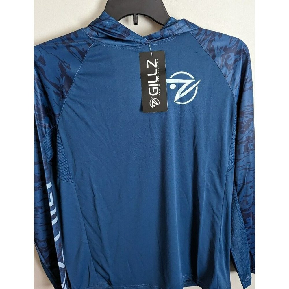 *Gillz Tournament Series LS UV Fishing Pullover Hoodie Ventilated Blue Mens Sz M
